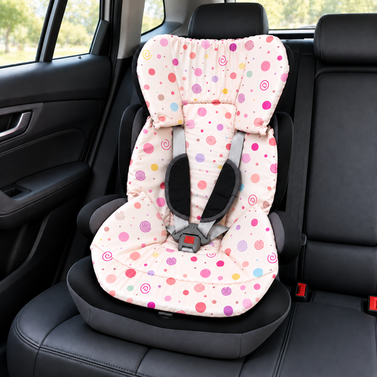 Capa Colchonete para Cadeira de Carro Dupla Face Bolas Menina
