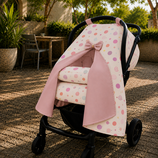 Capota para Bebê Conforto Tenda Dupla Face Bolas Menina Verso Rosa