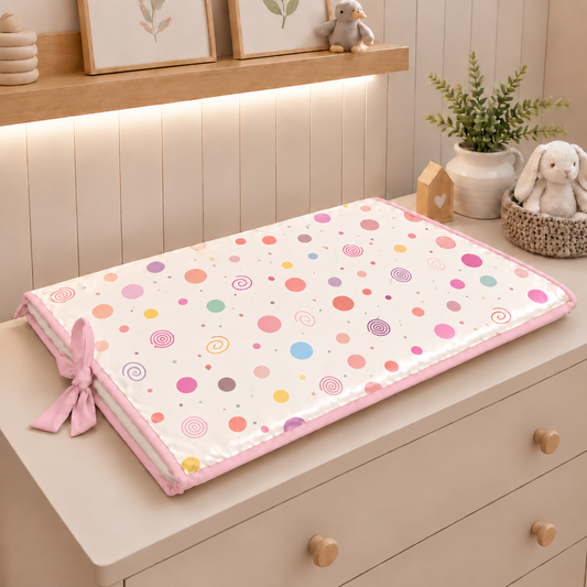 Trocador de Cômoda 70x45x3cm Bolas Menina c/ Rosa