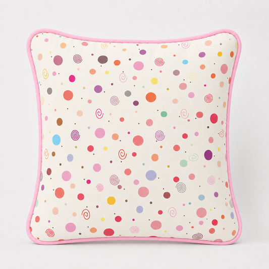 Almofada Decorativa 30cm x 30cm Bolas Menina c/ Rosa