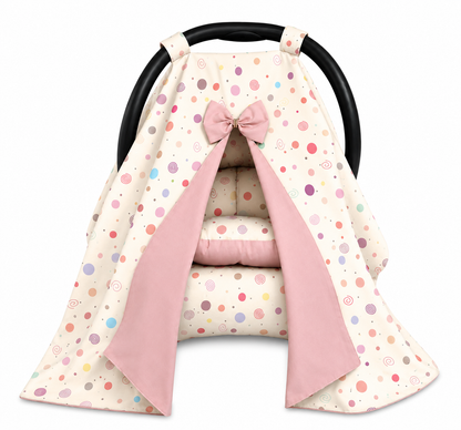 Capota para Bebê Conforto Tenda Dupla Face Bolas Menina Verso Rosa