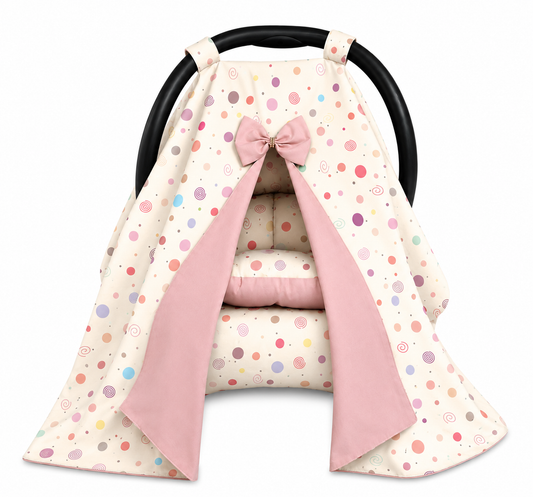 Capota para Bebê Conforto Tenda Dupla Face Bolas Menina Verso Rosa