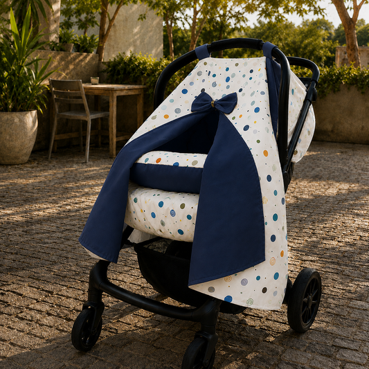 Capota para Bebê Conforto Tenda Dupla Face Bolas Menino Verso Marinho