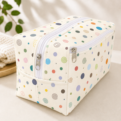 Necessaire Porta Fraldas e Lenço Umedecido 3 Compartimentos Bolas Menino