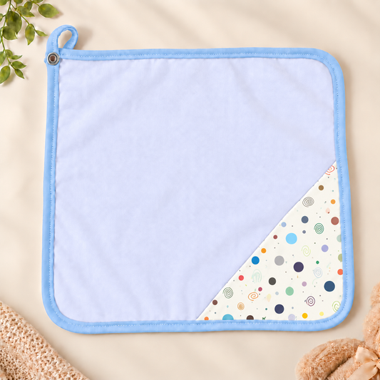 Toalha de Boca Malha Dupla Penteada Premium Bolas Menino c/ Azul Bebê | Kit com 3 Unidades
