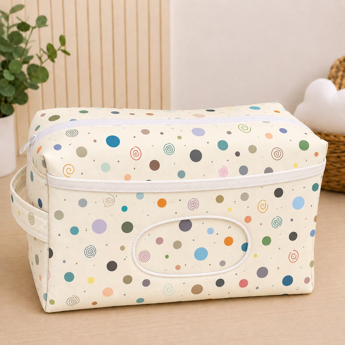 Necessaire Porta Fraldas e Lenço Umedecido 3 Compartimentos Bolas Menino