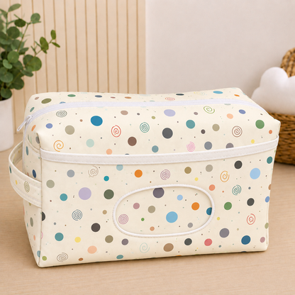 Necessaire Porta Fraldas e Lenço Umedecido 3 Compartimentos Bolas Menino