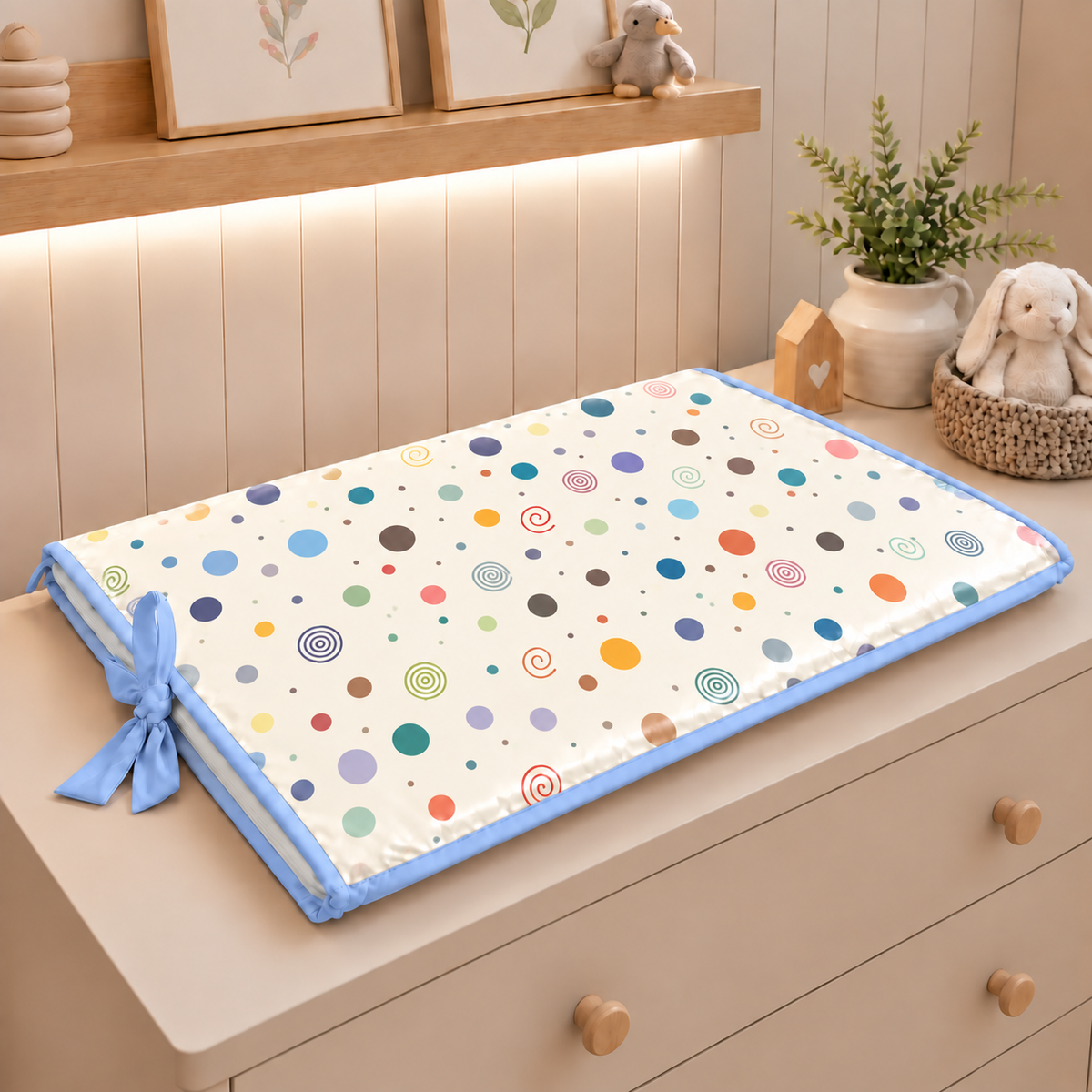 Trocador de Cômoda 70x45x3cm Bolas Menino c/ Azul Bebê