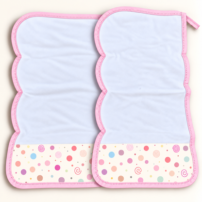 Toalha de Ombro Malha Dupla Penteada Bolas Menina c/ Rosa