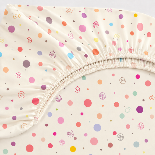Lençol Estampado para Berço 100% Algodão Bolas Menina