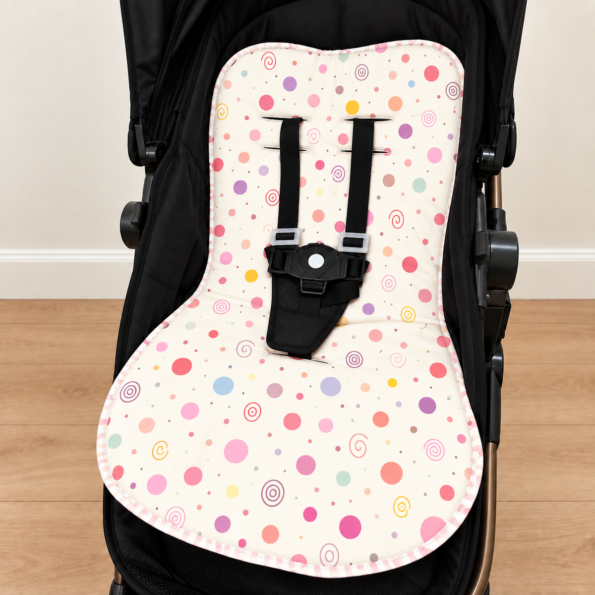 Capa para Carrinho de Bebê Universal Bolas Menina c/ Rosê