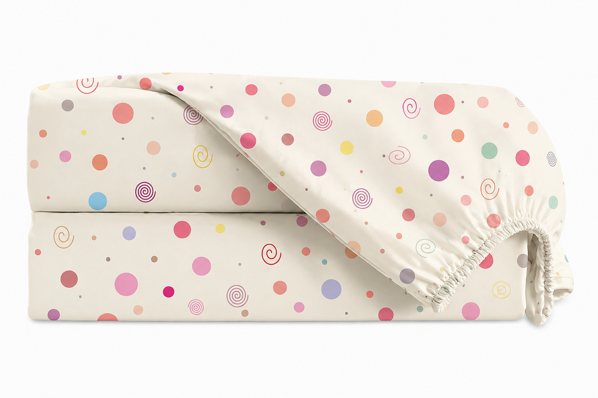 Lençol Estampado para Mini Berço 100% Algodão Bolas Menina