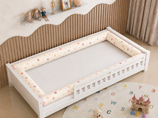 Kit Rolinhos 4 Peças para Cama Solteiro Bolas Menina c/ Rosê