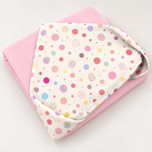 Toalha de Banho com Capuz Forrada Plush Atoalhado Premium 1M x 70cm Bolas Menina