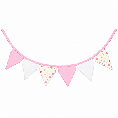 Bandeirinhas Decorativas 1,50m Bolas Menina c/ Rosa