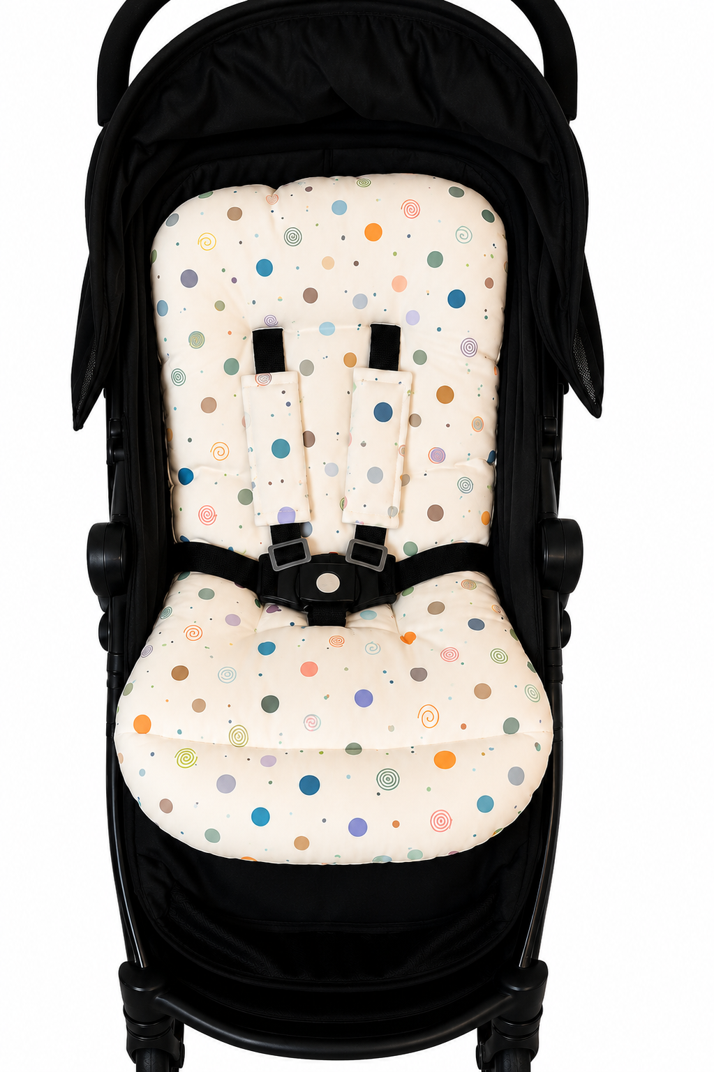 Kit Colchonetes 3 Peças para Carrinho & Bebê Conforto + Protetores de Cinto Bolas Menino Verso Marinho