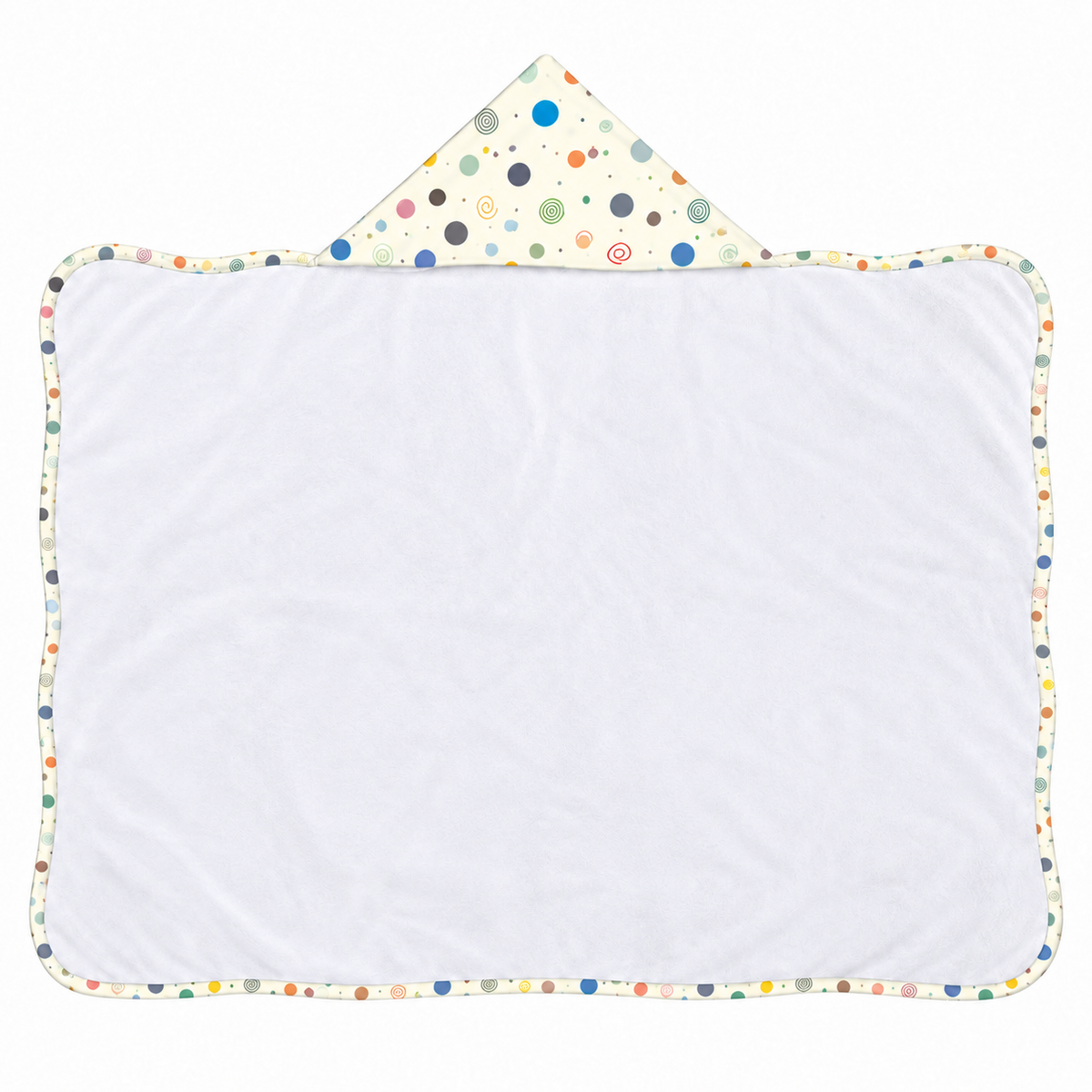 Toalha de Banho com Capuz Forrada Plush Atoalhado Premium 1M x 70cm Bolas Menino c/ Azul Bebê
