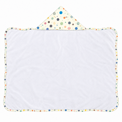 Toalha de Banho com Capuz Forrada Plush Atoalhado Premium 1M x 70cm Bolas Menino c/ Azul Bebê