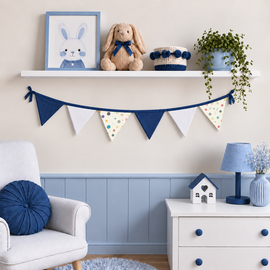 Bandeirinhas Decorativas 1,50m Bolas Menino c/ Azul Marinho