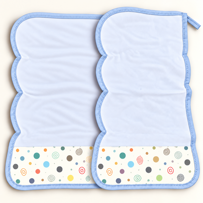 Toalha de Ombro Malha Dupla Penteada Bolas Menino c/ Azul Bebê