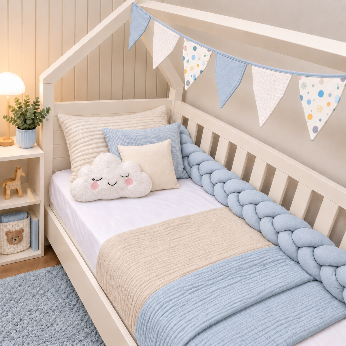 Bandeirinhas Decorativas 2,10m Bolas Menino c/ Azul Bebê