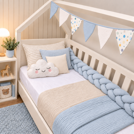 Bandeirinhas Decorativas 2,10m Bolas Menino c/ Azul Bebê