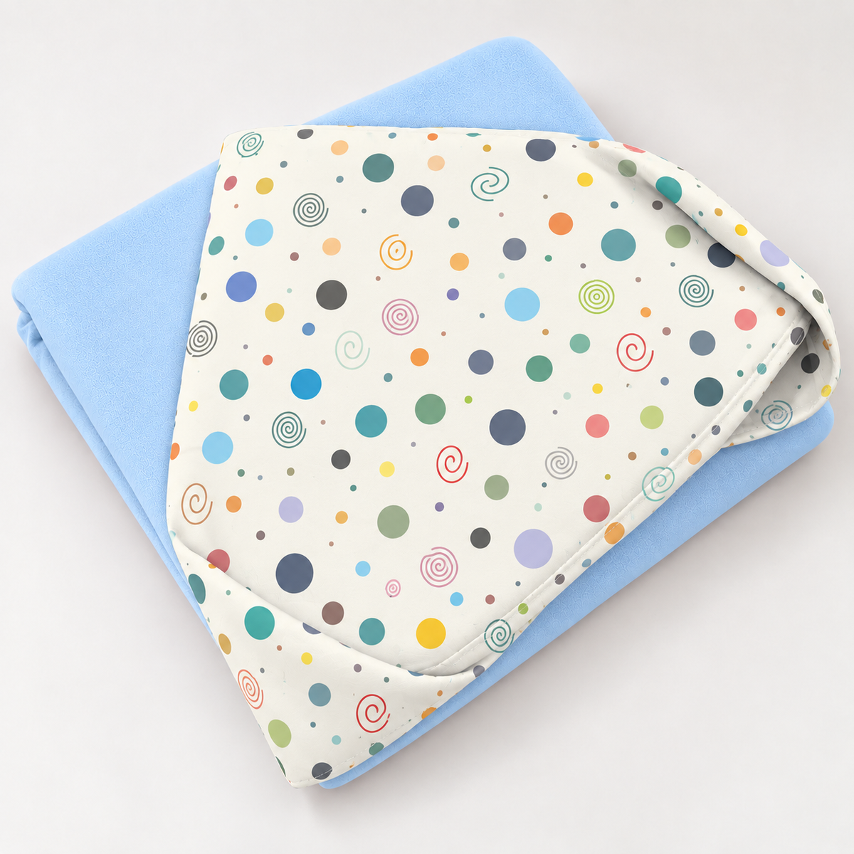 Toalha de Banho com Capuz Forrada Plush Atoalhado Premium 1M x 70cm Bolas Menino c/ Azul Bebê
