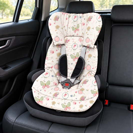 Capa Colchonete para Cadeira de Carro Dupla Face Borboletas