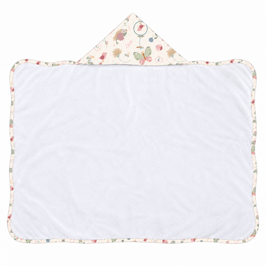 Toalha de Banho com Capuz Forrada Plush Atoalhado Premium 1M x 70cm Borboletas
