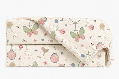 Lençol Estampado para Mini Berço 100% Algodão Borboletas