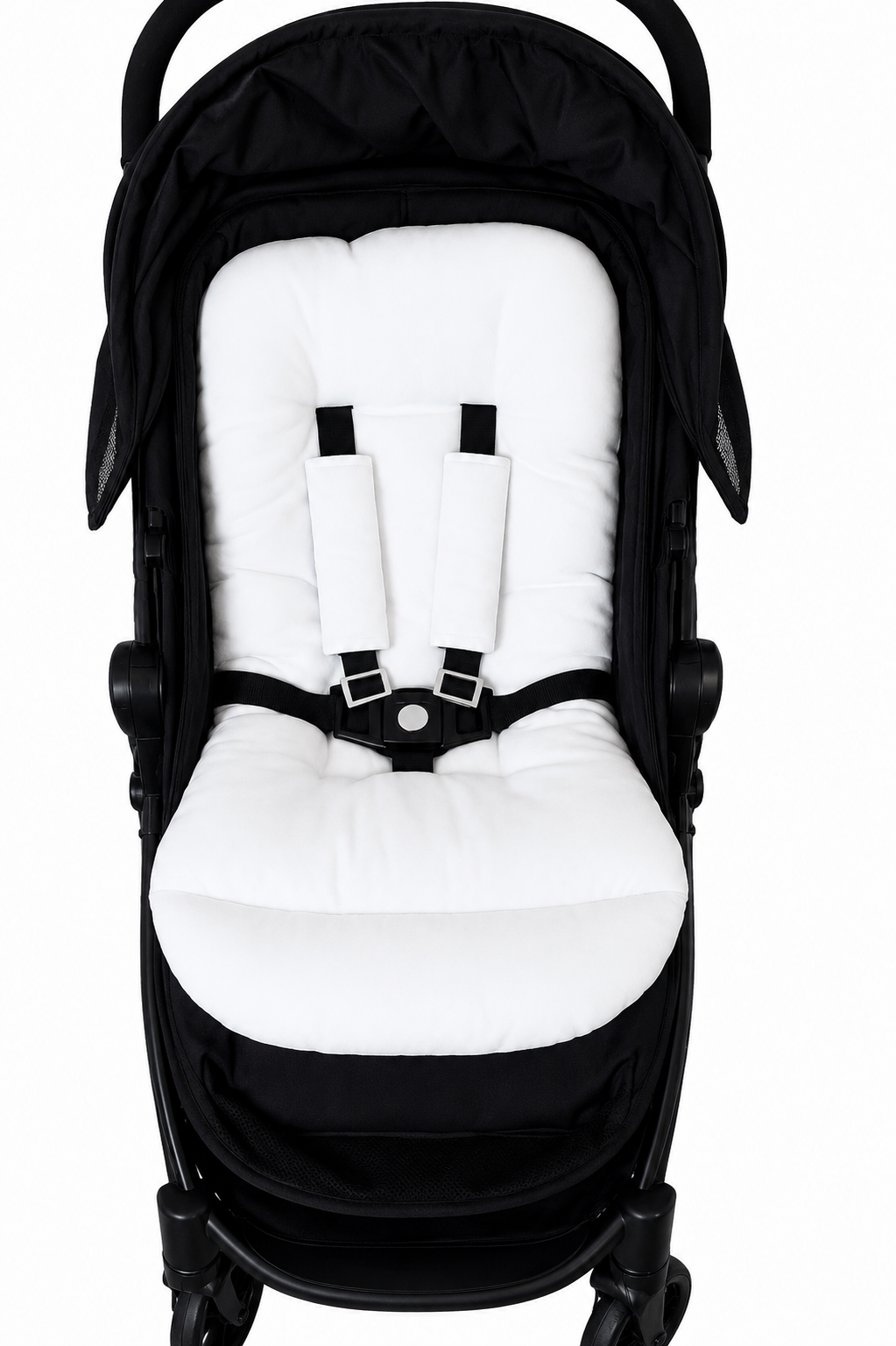 Kit Colchonetes 3 Peças para Carrinho & Bebê Conforto + Protetores de Cinto Branco