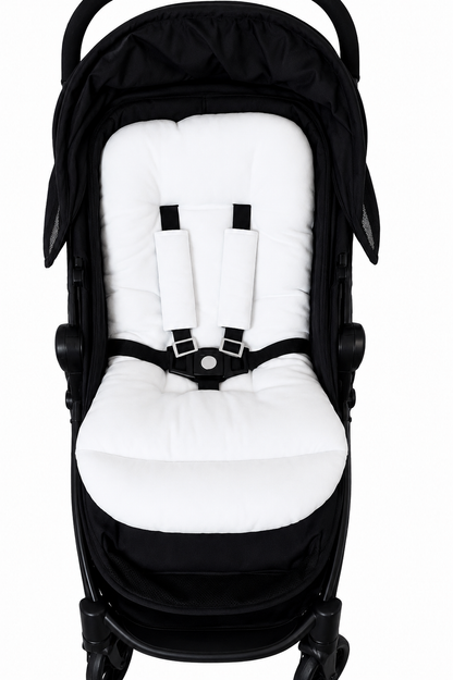 Kit Colchonetes 3 Peças para Carrinho & Bebê Conforto + Protetores de Cinto Branco