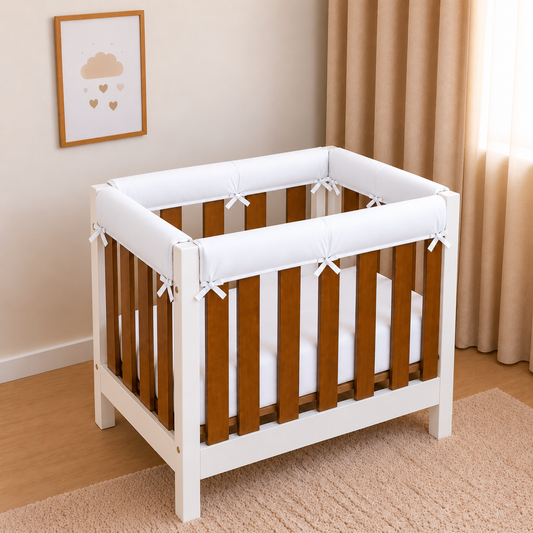Protetor de Grade para Mini Berço Acolchoado 4 Peças Branco
