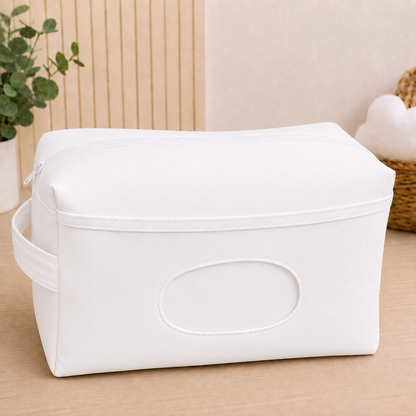 Necessaire Porta Fraldas e Lenço Umedecido 3 Compartimentos Branco