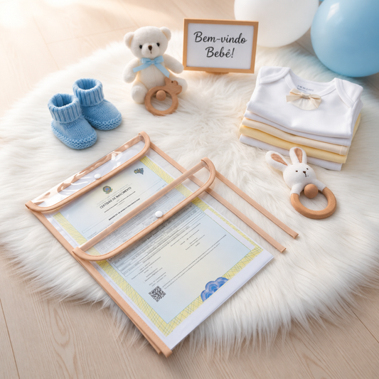 Kit com 2 Capas Organizadoras para Certidão e Documentos Caqui