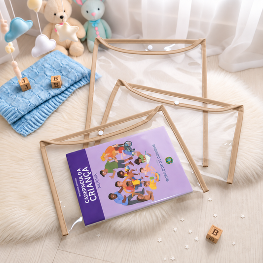 Kit com 3 Capas Organizadoras para Certidão e Documentos Caqui