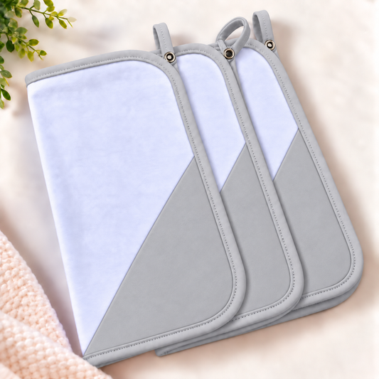 Toalha de Boca Malha Dupla Penteada Premium Cinza | Kit com 3 Unidades