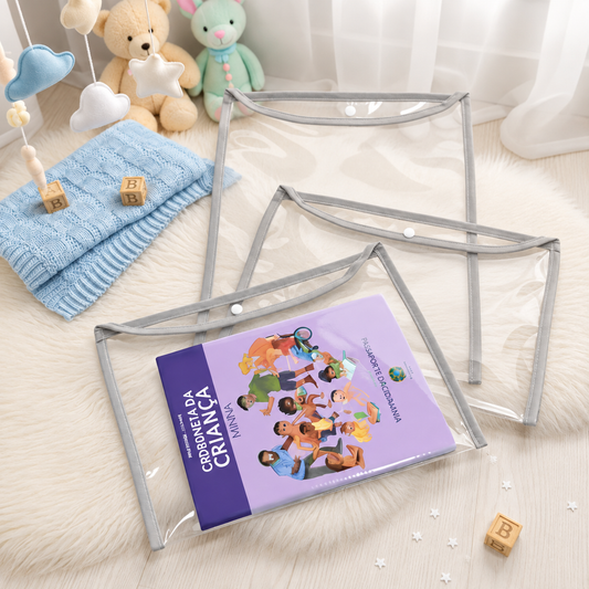 Kit com 3 Capas Organizadoras para Certidão e Documentos Cinza Claro