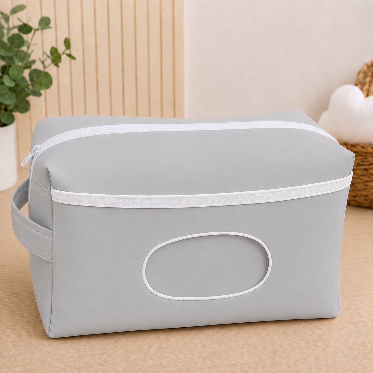 Necessaire Porta Fraldas e Lenço Umedecido 3 Compartimentos Cinza