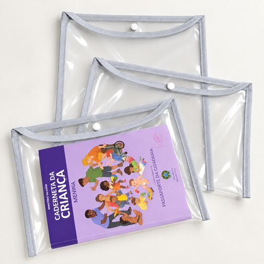 Kit com 3 Capas Organizadoras para Certidão e Documentos Cinza Claro