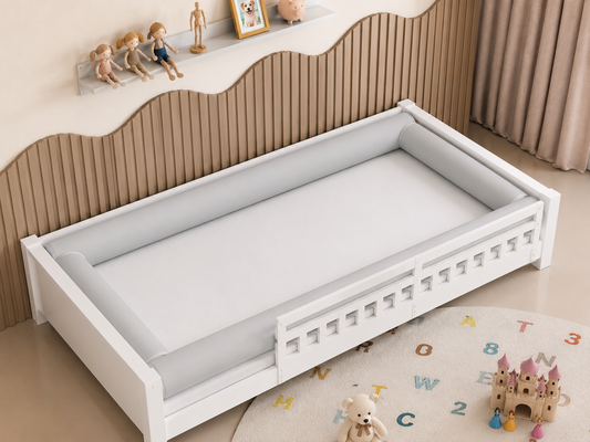 Kit Rolinhos 4 Peças para Cama Solteiro Cinza