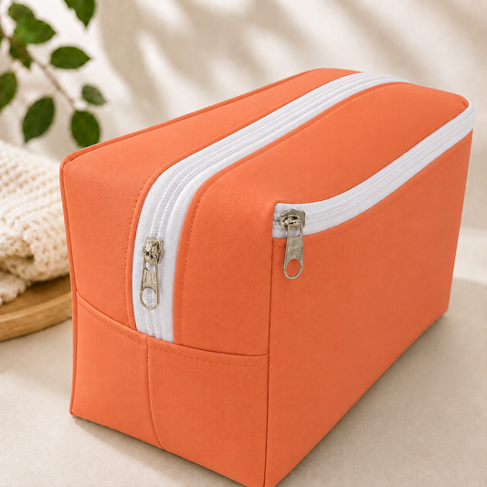Necessaire Porta Fraldas e Lenço Umedecido 3 Compartimentos Coral