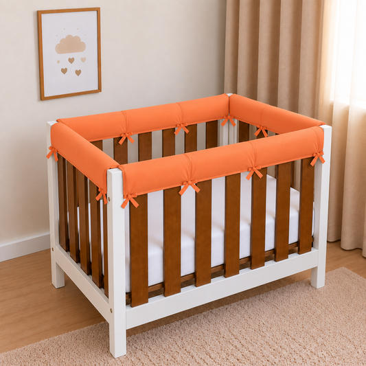 Protetor de Grade para Mini Berço Acolchoado 4 Peças Coral