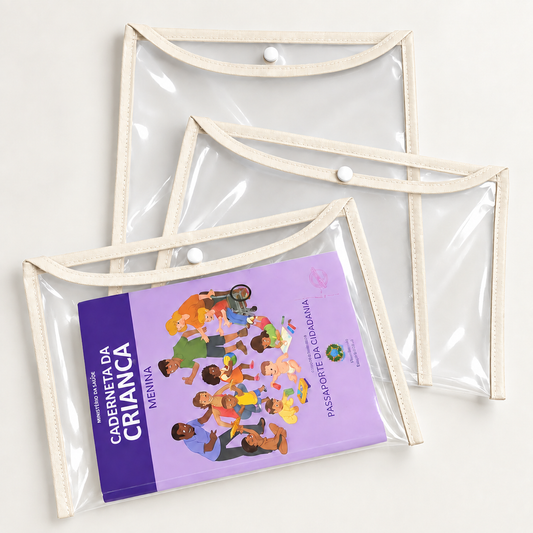 Kit com 3 Capas Organizadoras para Certidão e Documentos Creme