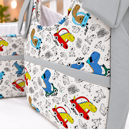 Porta Fraldas ou Porta Treco de Varal Dino Carros c/ Cinza