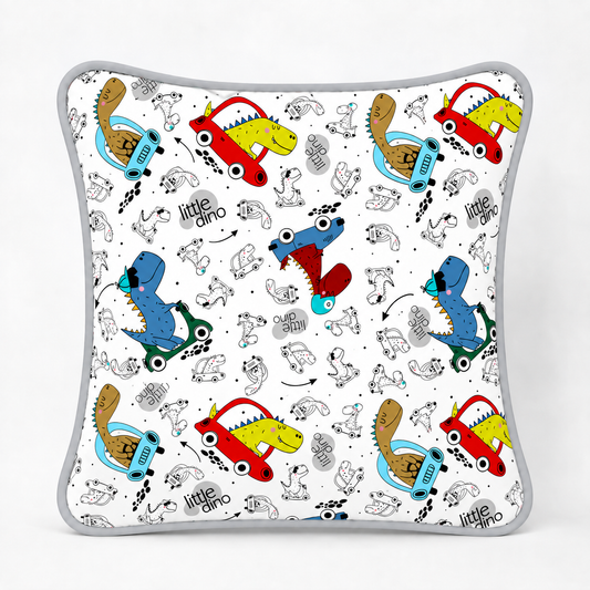 Almofada Decorativa 30cm x 30cm Dino Carros c/ Cinza