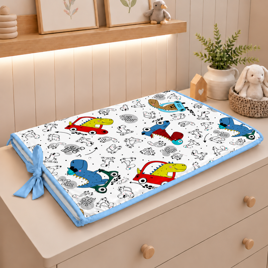 Trocador de Cômoda 70x45x3cm Dino Carros c/ Azul Bebê