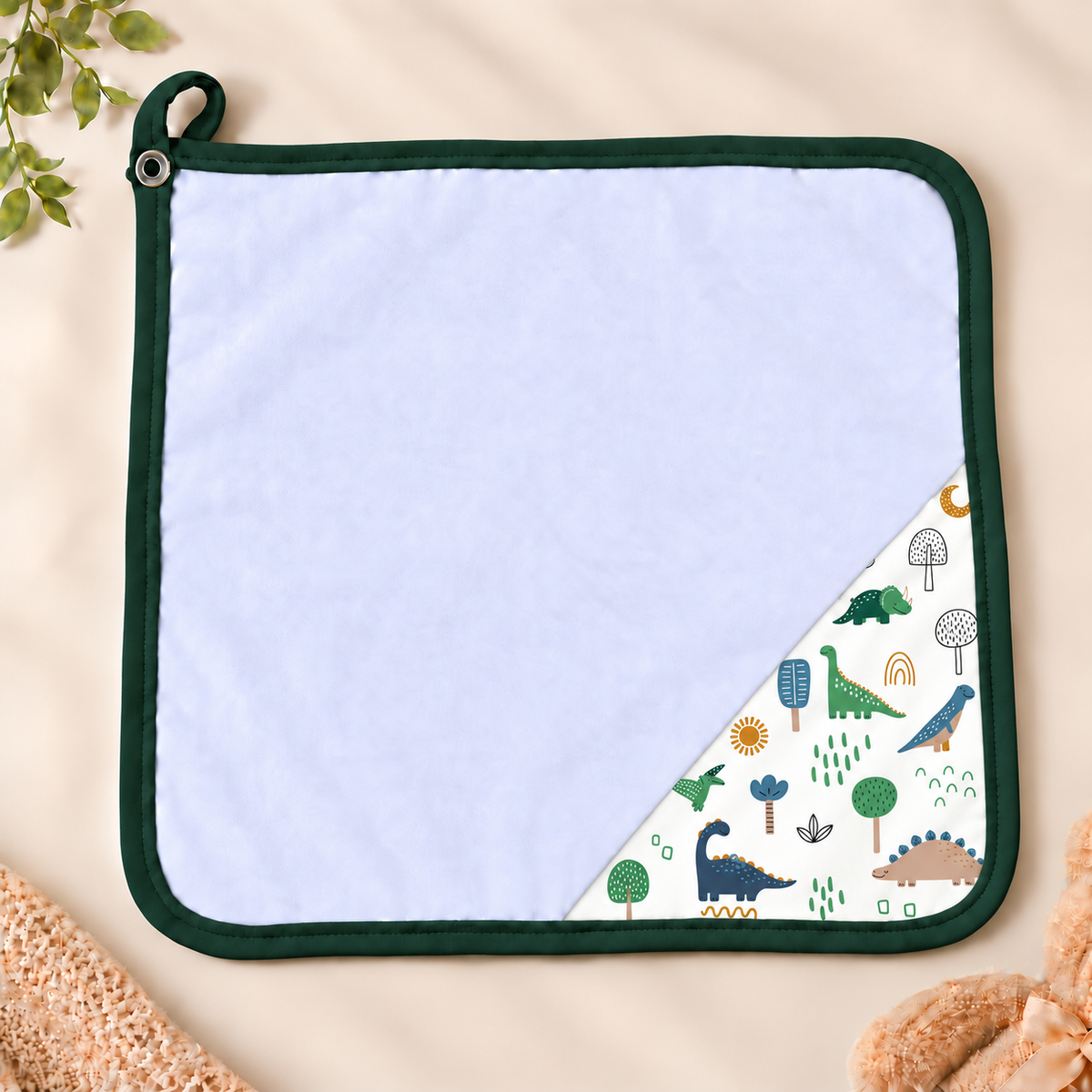 Toalha de Boca Malha Dupla Penteada Premium Dino MLH c/ Verde Escuro | Kit com 3 Unidades