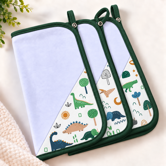 Toalha de Boca Malha Dupla Penteada Premium Dino MLH c/ Verde Escuro | Kit com 3 Unidades