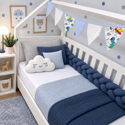Bandeirinhas Decorativas 2,10m Dino Carros c/ Azul Bebê